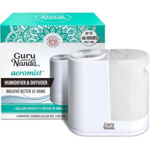 imageGuruNanda AeroMist  2in1 Humidifier and Diffuser with Ultrasonic Technology 46 Hours Cool Mist 350 sq ft Coverage ampamp Auto ShutOff  BPAFree Aromatherapy Diffuser for Yoga Living Rooms ampamp Spas