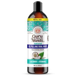 imageGuruNanda CocoMint Oil Pulling Mouthwash for Complete Oral Hygiene 7 Essential Oils ampamp Vitamins for Happy Teeth ampamp Gums ampamp Fresh Breath AlcoholFree 3X8 ozPack of 1 16 Fl Oz