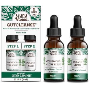 imageGuruNanda Gutcleanse 2Step Kit  Dietary Supplement to Help with Digestion  Blend of Fulvic Acid Wormwood Clove ampamp Neem Extract 2x1 FlOz
