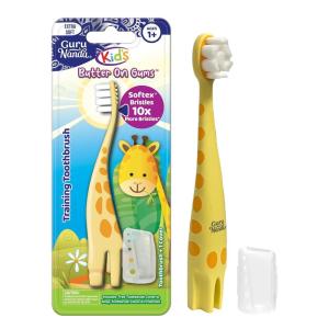imageGuruNanda Kids Butter On Gums Cute Giraffe Toothbrush with Tongue Scraper ampamp Cover  Super Soft Bristles for Gentle Cleaning Ergonomic Handle Age 1Giraffe Toothbrush