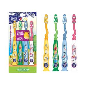 imageGuruNanda Kids Toothbrush with Suction Cup ampamp Fun Animal Designs  Soft Bristles for Healthy Gums NonSlippery ampamp MessFree Toothbrush 3 Age 4 CountSuction Cup Toothbrush
