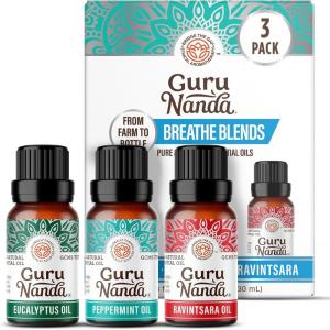 imageGuruNanda Essential Oil Blends Set of 6  Natural Essential Oil Set Aromatherapy Oil Blends for Diffusers  Breathe Easy Tranquility Harmony Calming Sleep Relaxation ampamp ThriveBreathe EO  3 Pack