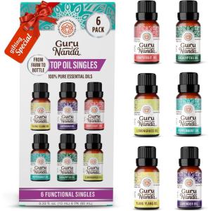 imageGuruNanda Sleep Essential Oil Set Pack of 3 x 034 Fl Oz  100 Pure Natural ampamp Undiluted Cedarwood Frankincense ampamp Lavender Aromatherapy Oils for Diffuser  Perfect for Massages ampamp DIY RecipesSingles EO  6 Pack