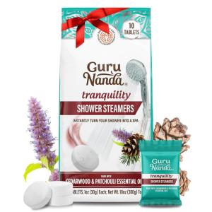 imageGuruNanda Tranquility Shower Steamers for Aromatherapy 10 Pack Relaxation Gifts for Women ampamp Men Essential Oils Stress Relief Home Spa ampamp Self CareTranquility Cederwood