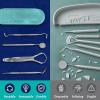 imageGuruNanda Professional Stainless Steel Dental Kit with Tongue Scraper Dental Mirror Scaler ampamp Gum Stimulator  4 Piece Tools Set1 Count Pack of 4