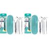 imageGuruNanda Professional Stainless Steel Dental Kit with Tongue Scraper Dental Mirror Scaler ampamp Gum Stimulator  4 Piece Tools Set1 Count Pack of 8