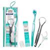 imageGuruNanda TravelFriendly Oral Care Kit 1 Butter on Gums Toothbrush 1 Tongue Scraper 4 DualAction Floss Picks 1 Coconut ampamp Mint Oil Pulling SachetTeal