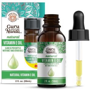imageGuruNanda Pure ampamp Natural Vitamin E Oil for Skin Scars Face ampamp Nails 5000 IU With DAlpha Tocopherol ampamp MCT Oil to Help Enhance Absorption NonGMO ampamp Vegan 2 FlOz