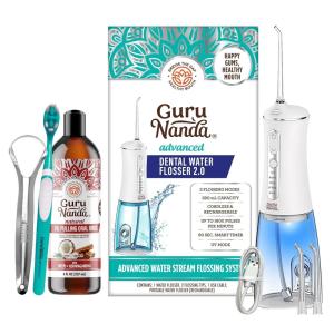 imageGuruNanda Ashwagandha Oil Pulling 8 Fl Oz100 Pure Blend of Coconut with Essential Oils ampamp Advanced Dental Water Flosser 20  Cordless ampamp Portable