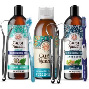 imageGuruNanda Ayurvedic Oil Pulling  Coconut ampamp 7 Essential Oils 8 Fl Oz Original ampamp Advanced Formula  Healthy Teeth ampamp Gums