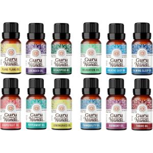 imageGuruNanda Essential Oils Set for Diffusers  Set of 6 Single Essential Oils and Set of 6 Essential Oil Blends