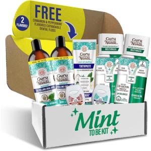 imageGuruNanda Mint to Be Kit  CocoMint Oil Pulling Hydroxyapatite Neem Toothpaste ampamp Dual Barrel Breath Harmonizer Mouthwash for Fresh Breath ampamp Oral Care