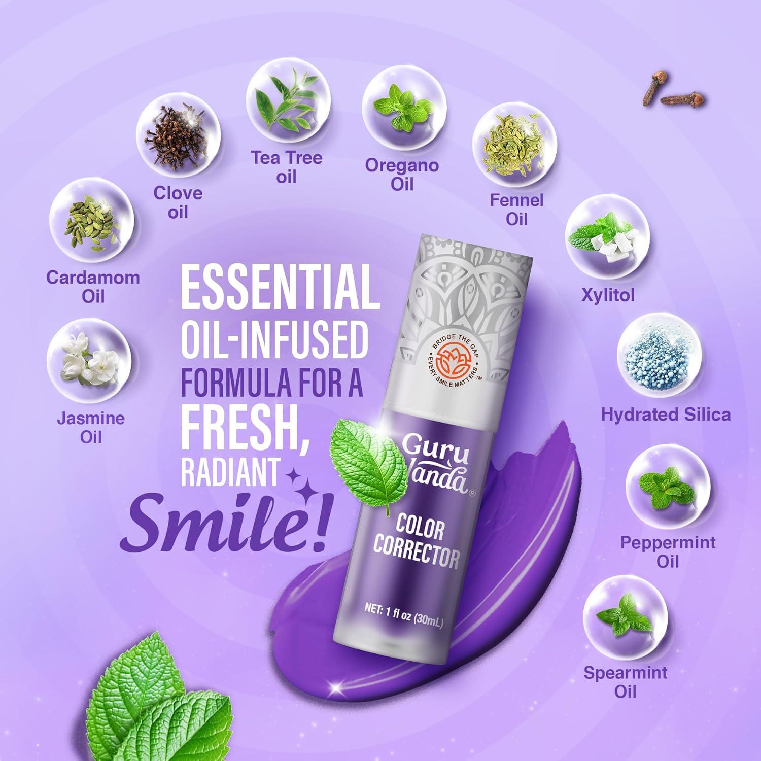 imageGuruNanda Purple Color Corrector Serum FluorideFree ampamp Gentle Instant Teeth Whitening with Essential Oils Up to 50 Uses 2 Pack