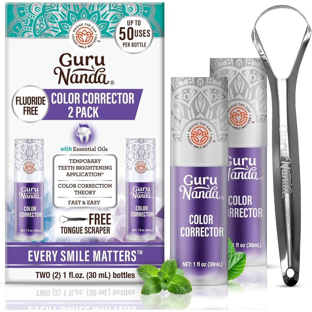 imageGuruNanda Purple Color Corrector Serum FluorideFree ampamp Gentle Instant Teeth Whitening with Essential Oils Up to 50 Uses 2 Pack