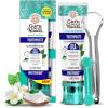 imageGuruNanda Hydroxyapatite Toothpaste SLS ampamp Fluoride Free 4 Pack Whitening Toothpaste  Freshens Breath Fights Plaque  with 2 Toothbrushes 2 Tongue Scrapers ampamp 2 Tube Squeezers4 Ounce Pack of 1