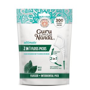 imageGuruNanda 2 in 1 Dental Floss Picks  NonSlip Grip Handle Slide Easy No Break or Shred Flosser  Complete Oral Care with Interdental Pick for Healthy Teeth ampamp Gums  Mint Flavor 300 Count 1 Pack300 Count Pack of 1