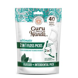 imageGuruNanda 2 in 1 Dental Floss Picks  NonSlip Grip Handle Slide Easy No Break or Shred Flosser  Complete Oral Care with Interdental Pick for Healthy Teeth ampamp Gums  Mint Flavor 90 Count 1 Pack40 Count
