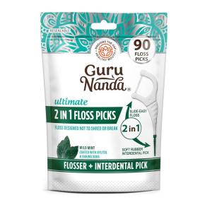 imageGuruNanda 2 in 1 Dental Floss Picks  NonSlip Grip Handle Slide Easy No Break or Shred Flosser  Complete Oral Care with Interdental Pick for Healthy Teeth ampamp Gums  Mint Flavor 90 Count 1 Pack90 Count