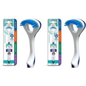 imageGuruNanda Dual Action Tongue Scraper 1 Pack 2in1 Tongue Scraper ampamp Soft Bristled Brush Deep Cleans ampamp Fights Bad Breath  Color Varies1 Count Pack of 2