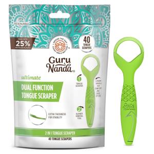 imageGuruNanda Dual Function Tongue Scraper ampamp Aligner Removal Tool  2in1 Oral Care Tool for Fresh Breath ampamp Easy Aligner Care  TravelFriendly 40 Count