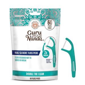imageGuruNanda Dual Slickers Floss Picks  Double Threaded Dyneema Dental Floss with Foldable Toothpick for Effective Plaque Removal  Unflavored 150 Ct60 Count