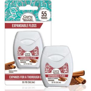 imageGuruNanda Expandable Waxed Dental Floss for Gentle Deep Cleaning Wide Teeth Flossing  Cinnamon Flavor  55 YardsCinnamon