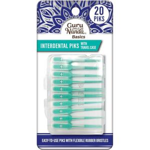 imageGuruNanda Interdental Picks with Travel Case  Floss Tooth Pick for Teeth Cleaning  Flexible Rubber Bristles  20 Picks20 Count Pack of 1