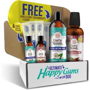 imageGuruNanda Ultimate Happy Gums Duo with Alcohol ampamp FlourideFree Cocomint ampamp Ashwagandha Oil Pulling Ayurvedic Oral Care for Happy Gums ampamp Fresher Breath