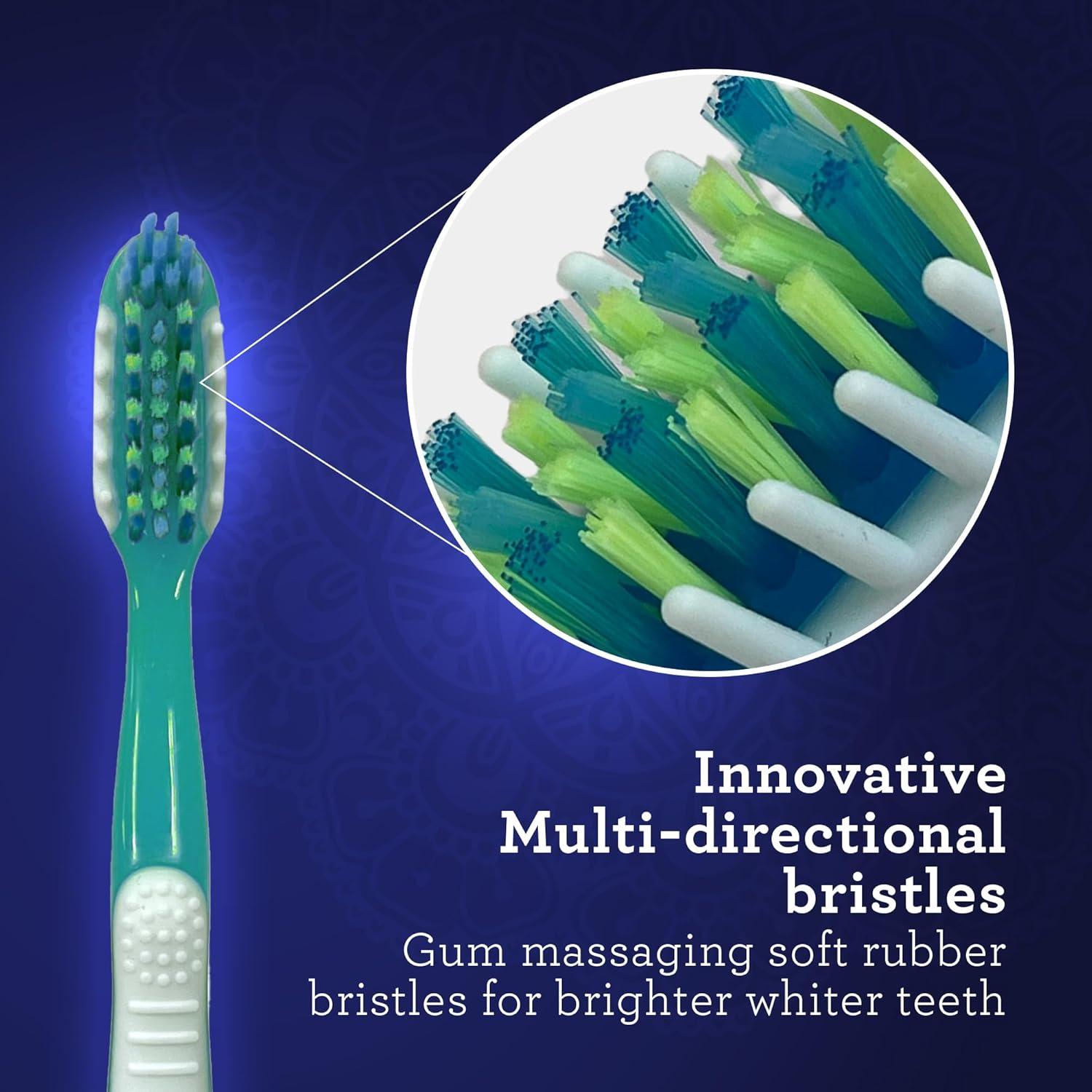 imageGuruNanda MultiAction Toothbrush with Tongue Cleaner  Soft Bristles for Sensitive Teeth ampamp Gums  Assorted Colors Pack of 8