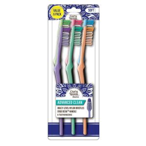 imageGuruNanda Advanced Clean Toothbrush with Tongue Cleaner  Soft Bristles for Sensitive Teeth ampamp Gums  Assorted Colors Pack of 6