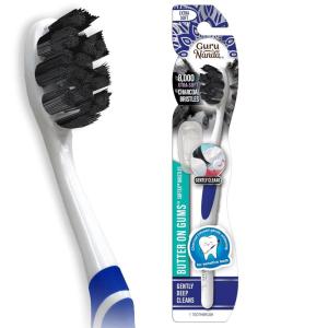 imageGuruNanda Butter on Gums Charcoal Toothbrush  8000 Softex Bristles for Sensitive Teeth ampamp Gums  BPA ampamp Latex Free Teeth Whitening Toothbrush with Ergonomic Rubber Handle for Kids ampamp Adults  1 CountCharcoal