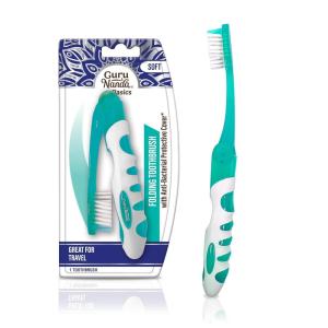 imageGuruNanda Folding Toothbrush with Builtin Cover Perfect for Travel Hiking ampamp Camping Compact ampamp Portable OnThego Toothbrush with Soft Bristles ampamp Ergonomic Handle for Adults ampamp Kids 1 Count
