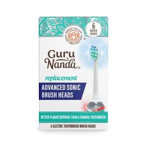 imageGuruNanda Advanced Replacement Sonic Brush Head Compatible with Pressure Sensor Sonic Toothbrush Handles Soft Bristles for Effective Cleaning  Pack of 6