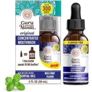 imageGuruNanda Concentrated Mouthwash 2 fl oz FluorideFree Mint Mouthwash with Natural Essential Oils Supports 300 Rinses Aids in Fresh Breath1 Pack