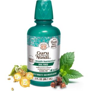 imageGuruNanda Fresh Breath Mouthwash ADAAccepted Alcohol ampamp FluorideFree Sodium Chlorite Essential Oils ampamp Vitamins 12Hrs Fresh Breath Wild Mint 3 oz3 Fl Oz Pack of 1