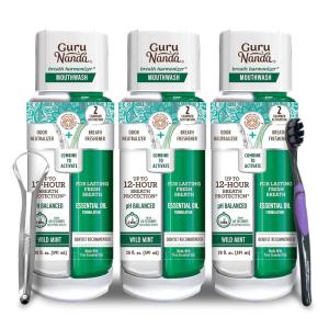 imageGuruNanda Teeth Whitening Dual Barrel Oxyburst Mouthwash  Alcohol ampamp Fluoride Free Hydrogen Peroxide to Promote Whiter Teeth  Wild Mint  20 Fl OzBreath Harmonizer Mouthwash Pack of 3