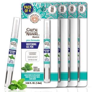 imageGuruNanda Teeth Whitening Pen006 fl oz20 Uses Vegan ampamp Gentle on Teeth Pro Formula  Hydrogen Peroxide Whitening Gel Pen Crueltyfree Mint Flavor006 Fl Oz Pack of 4