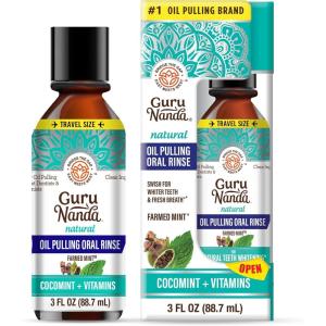 imageGuruNanda Travel Size Coconut Oil Pulling 7 Essential Oils ampamp Vitamins Promotes Fresh Breath ampamp Happy Gums No Alcohol ampamp Fluoride 3 ozCocomintVitamins