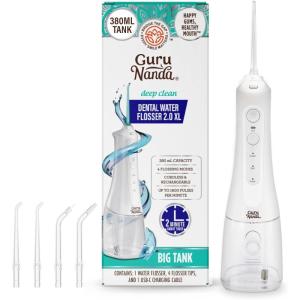 imageGuruNanda Water Dental Flosser 20 XL  380ML Large Tank 4 Flossing Modes Cordless ampamp Portable with Smart Timer for Deep Cleaning ampamp Happy Gums  WhiteWhite