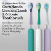 imageGuruNanda Lion ampamp Lamb 20 Replacement Brush Head Pack of 6 RoundEnded Soft Bristles to Help with Plaque Control BPAFree IPX7 WaterproofLavender