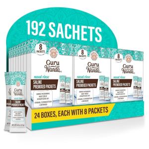 imageGuruNanda PreMixed Saline Packets for Nasal Rinse 192 Count All Natural Sinus Rinse Packets to Help with Allergies ampamp Congestion Relief 008oz Each