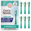 imageGuruNanda Lion ampamp Lamb 20 Replacement Brush Head Pack of 6 RoundEnded Soft Bristles to Help with Plaque Control BPAFree IPX7 WaterproofTeal