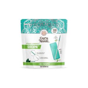 imageGuruNanda 2in1 QuickPik Toothpick with Interdental Pick 300 Count  Plaque Removers  Travel Case