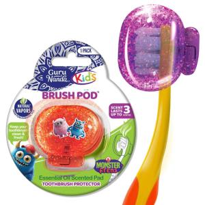 imageGuruNanda Kids Toothbrush Protector Ventilated Brush Pod ClipOn Cover to Fit Most Kids Toothbrushes Natural Essential Oil Vapor Wick Colors May Vary 1 Count
