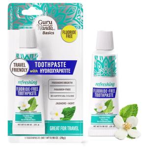 imageGuruNanda Travel Toothpaste with Hydroxyapatite Travel Size Toothpaste with Xylitol Whitens Teeth ampamp Freshens Breath TSAFriendly ampamp SLSFree Jasmine Mint Flavor 098 Oz
