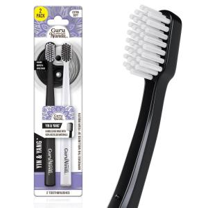 imageGuruNanda Yin ampamp Yang Toothbrush with Extra Soft Bristles Promotes Gentle Balanced Oral Hygiene for a Brighter ampamp Happier Smile Eco Friendly BPA Free 2 Count