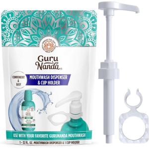 imageGuruNanda Mouthwash Dispenser Pump Made for GuruNanda 33 oz and 16 Oz Mouthwashes Spillproof ampamp Leakproof Locking Mechanism FoodGrade Material BPA ampamp PFASFree