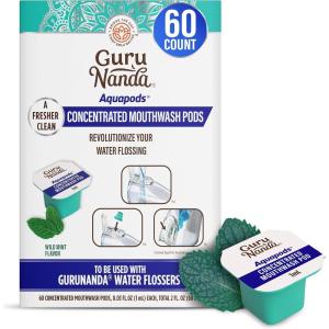 imageGuruNanda Aqua Pods PreMeasured Concentrated Mouthwash for GuruNanda Water Flosser 40 Fluoride ampamp AlcoholFree Wild Mint Flavor TravelFriendly 60 Count