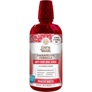 image:imageGuruNanda Therapeutic Formula AntiSore Oral Rinse with 15 Hydrogen Peroxide Alcohol amp Fluoride Free Mouthwash for Oral Irritation Relief Winter Mint Flavor 2x16 fl oz338 Fl Oz Pack of 1