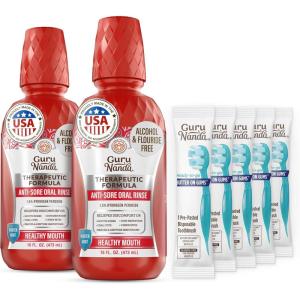 image:imageGuruNanda Therapeutic Formula AntiSore Oral Rinse with 15 Hydrogen Peroxide Alcohol amp Fluoride Free Mouthwash for Oral Irritation Relief Winter Mint Flavor 2x16 fl oz16 Fl Oz Pack of 2